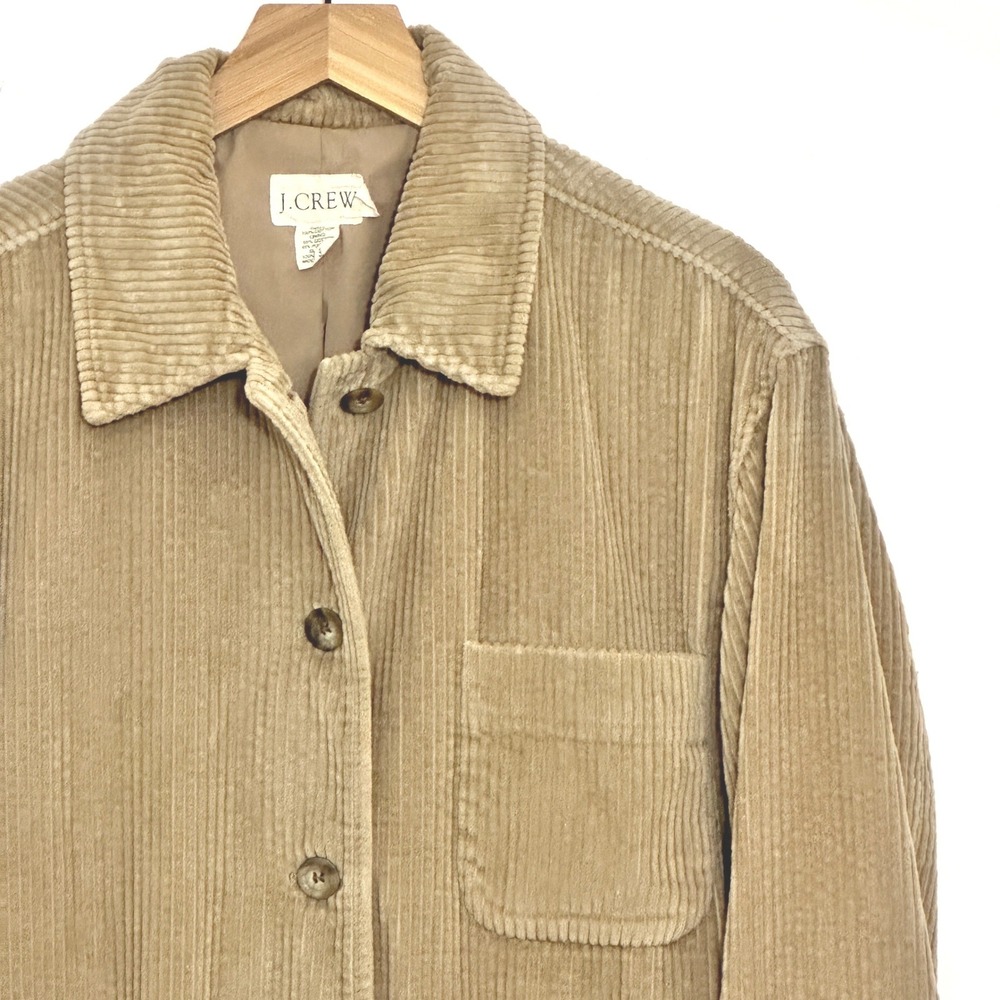 VTG J Crew Women Jacket S Tan Wide Wale Corduroy Barn Chore Coat Western Utility - Picture 2 of 10